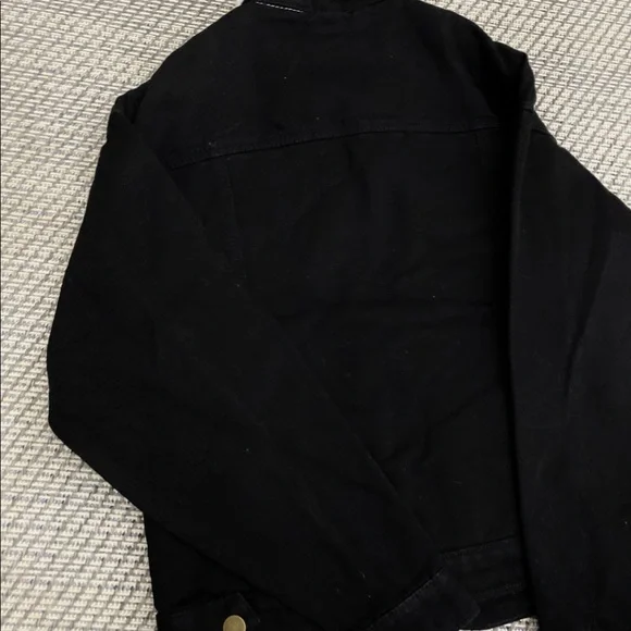 LAST ONE SIZE SMALL Black denim jacket plush lining jean jacket - Picture 5 of 5